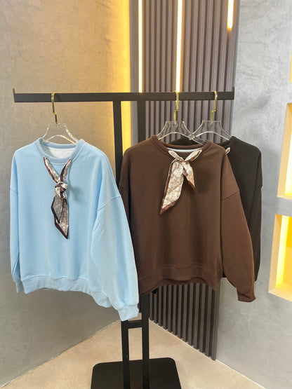 Cotton Sweater With Scarf