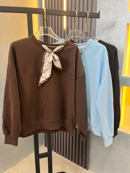 Cotton Sweater With Scarf