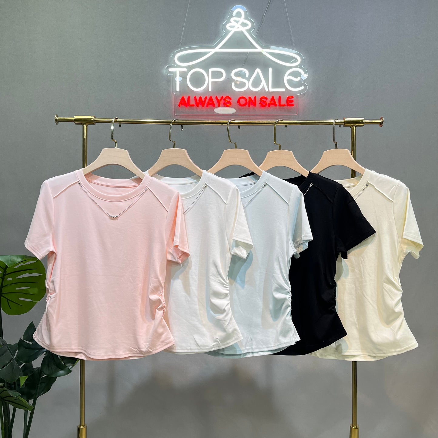Cotton Slim Tshirt With Necklace