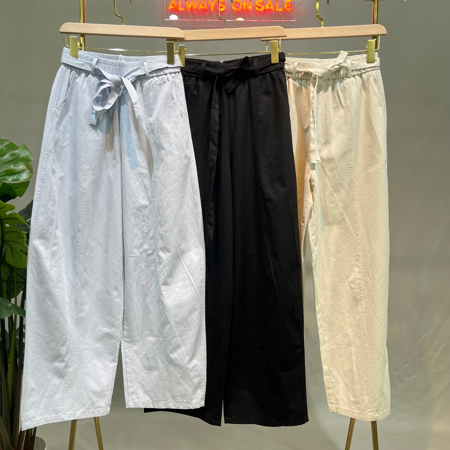 Pants Linen With Ribbon
